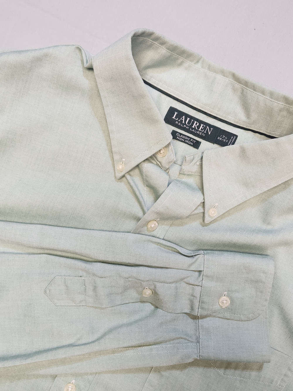 Vintage Lauren Ralph Lauren Classic 17.5 36/37 Cotton 2000's Light Green Y2k VTG